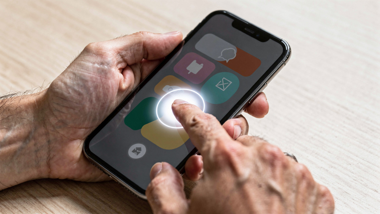 Two hands, one holding a modern smartphone, the other gently tapping a 'confirm' button on the screen to activate an eSIM profile, highlighting a clean and intuitive user interface with no readable text, focusing on the ease of digital interaction.